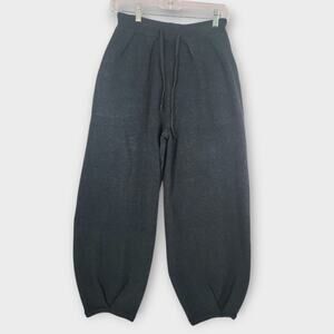 Miou Muse Sweatpants Women's S Gray Knit Elastic Waist W/ Pockets Pleated Ankle